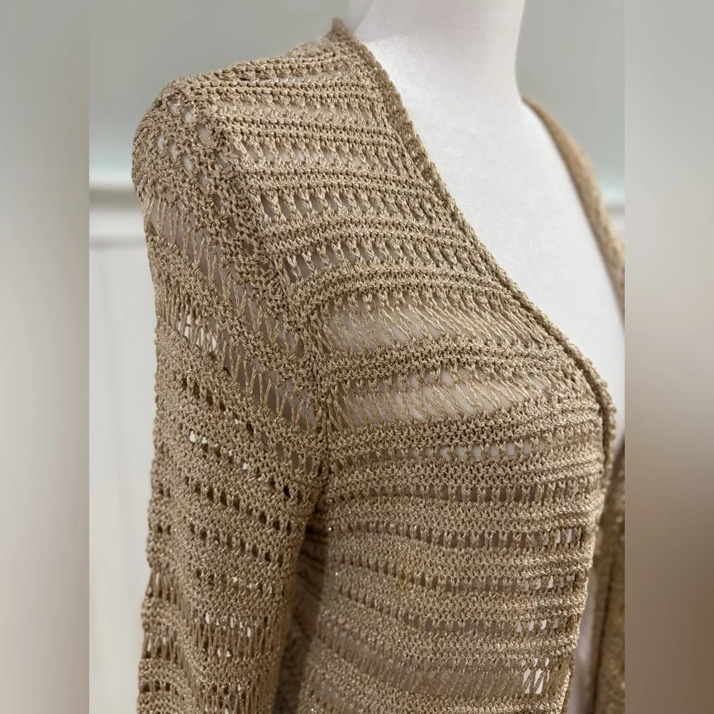 Gold Open-Knit Cardigan - Picture 4 of 6